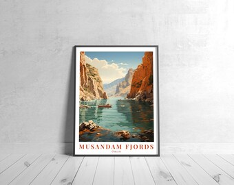 Musandam Fjords Vintage Travel Poster Retro Oman Art Print Colorful Home Decor Travel Wall Art Unique Travel Gift