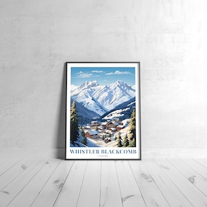Whistler Blackcomb  Vintage Travel Poster Retro Canada Art Print Colorful Home Decor Travel Wall Art Unique Travel Gift
