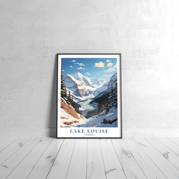 Lake Louise  Vintage Travel Poster Retro Canada Art Print Colorful Home Decor Inspirational Wall Art Unique Travel Gift