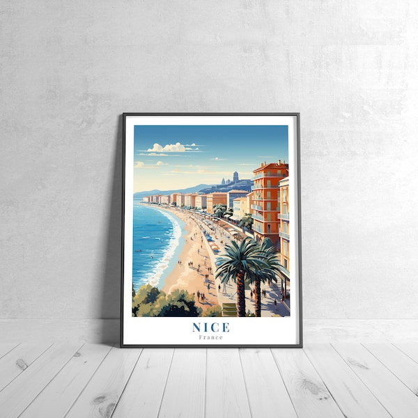 Nice Vintage Travel Poster Retro France Art Print Colorful Home Decor Inspirational Wall Art Unique Travel Gift