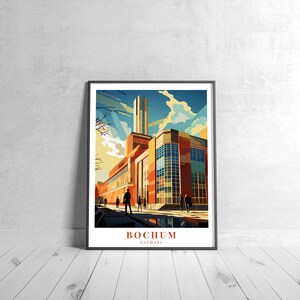 Bochum Vintage Travel Poster Retro Germany Art Print Colorful Home Decor Travel Wall Art Unique Travel Gift