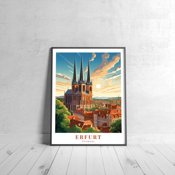Erfurt, Germany - Travel Poster - Vintage Style Art Prints for Wall Decor