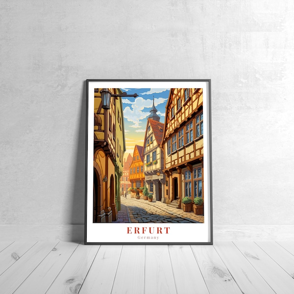 Erfurt, Germany - Travel Poster - Vintage Style Art Prints for Wall Decor