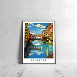 Florence Vintage Travel Poster Retro Italy Art Print Colorful Home Decor Travel Wall Art Unique Travel Gift