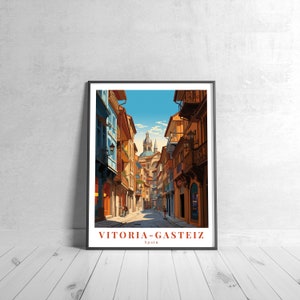 Vitoria-Gasteiz Vintage Travel Poster Retro Spain Art Print Colorful Home Decor Travel Wall Art Unique Travel Gift