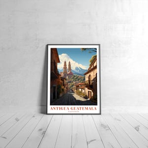 Antigua Guatemala Vintage Travel Poster Retro Guatemala Art Print Colorful Home Decor Travel Wall Art Unique Travel Gift