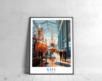 Kiel Vintage Travel Poster Retro Germany Art Print Colorful Home Decor Inspirational Wall Art Unique Travel Gift