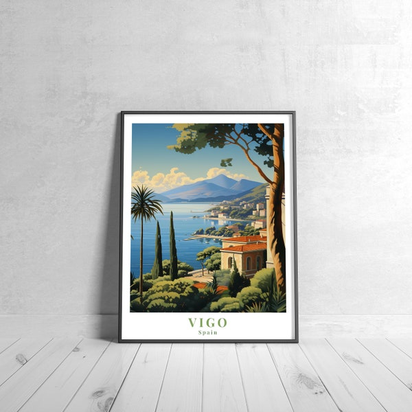 Vigo Vintage Travel Poster Retro Spain Art Print Colorful Home Decor Inspirational Wall Art Unique Travel Gift