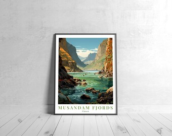 Musandam Fjords Vintage Travel Poster Retro Oman Art Print Colorful Home Decor Travel Wall Art Unique Travel Gift