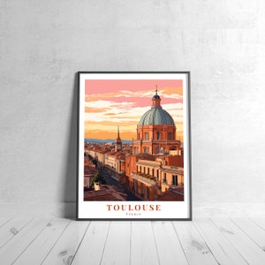 Toulouse Vintage Travel Poster Retro France Art Print Colorful Home Decor Travel Wall Art Unique Travel Gift