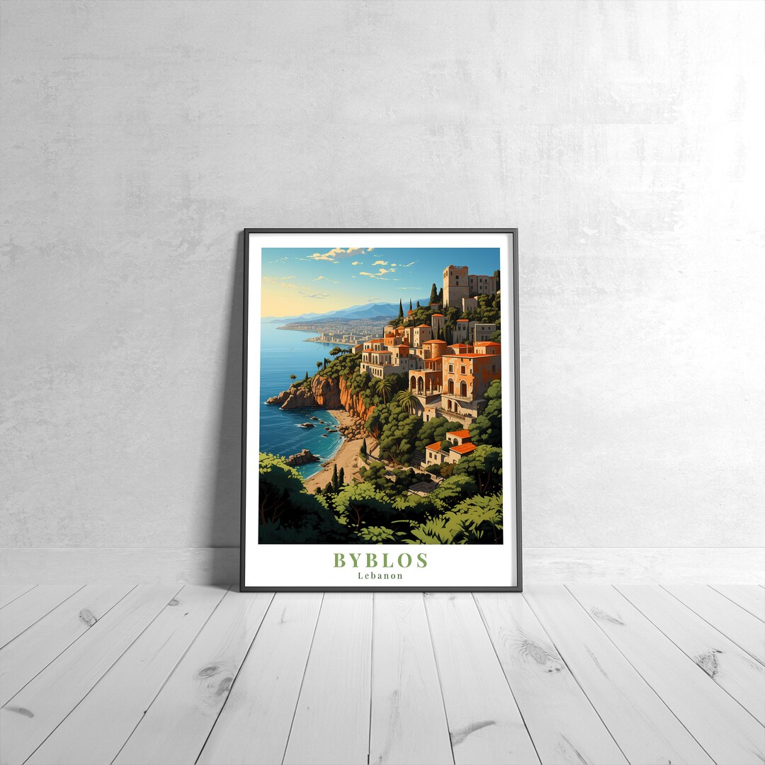 Byblos Vintage Travel Poster Retro Lebanon Art Print Colorful Home