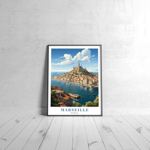 Marseille Vintage Travel Poster Retro France Art Print Colorful Home Decor Travel Wall Art Unique Travel Gift