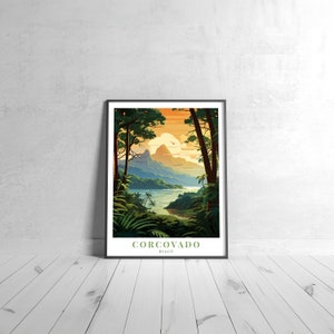 Corcovado Vintage Travel Poster Retro Brazil Art Print Colorful Home Decor Travel Wall Art Unique Travel Gift