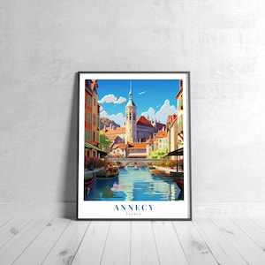 Annecy Vintage Travel Poster Retro France Art Print Colorful Home Decor Travel Wall Art Unique Travel Gift