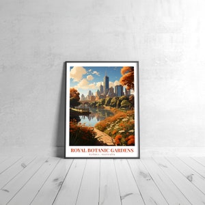 Royal Botanic Gardens  Vintage Travel Poster Retro Sydney, Australia Art Print Colorful Home Decor Travel Wall Art Unique Travel Gift