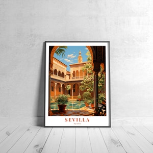 Sevilla Vintage Travel Poster Retro Spain Art Print Colorful Home Decor Inspirational Wall Art Unique Travel Gift