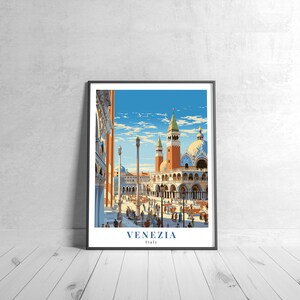 Venice Vintage Travel Poster Retro Italy Art Print Colorful Home Decor Travel Wall Art Unique Travel Gift