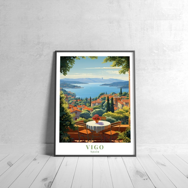 Vigo Vintage Travel Poster Retro Spain Art Print Colorful Home Decor Inspirational Wall Art Unique Travel Gift