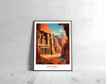 Petra Vintage Travel Poster Retro Jordan Art Print Colorful Home Decor Travel Wall Art Unique Travel Gift