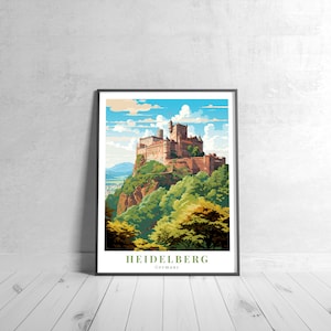 Heidelberg Vintage Travel Poster Retro Germany Art Print Colorful Home Decor Travel Wall Art Unique Travel Gift