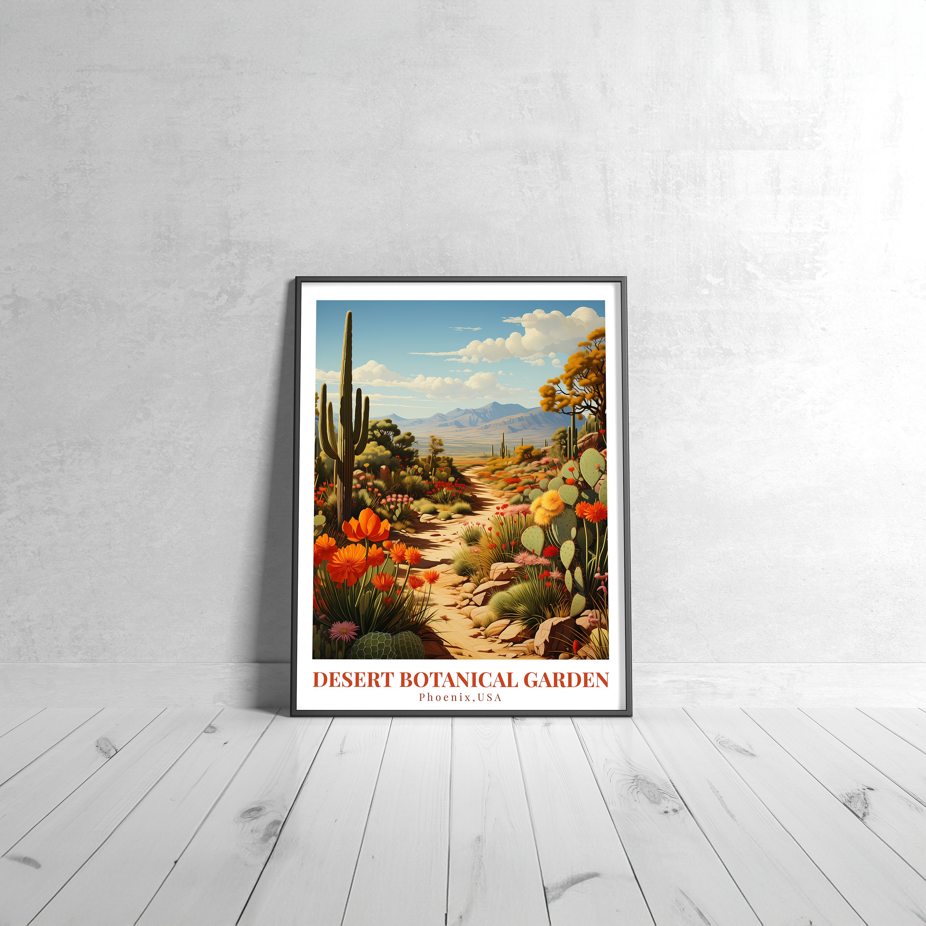 Desert Botanical Garden Vintage Travel Poster Retro Phoenix