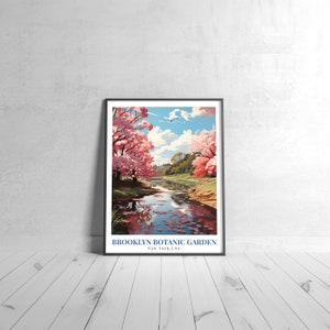Brooklyn Botanic Garden  Vintage Travel Poster Retro New York, USA Art Print Colorful Home Decor Travel Wall Art Unique Travel Gift