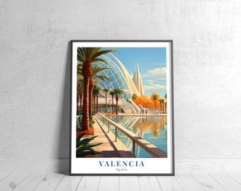 Valencia Vintage Travel Poster Retro Spain Art Print Colorful Home Decor Travel Wall Art Unique Travel Gift