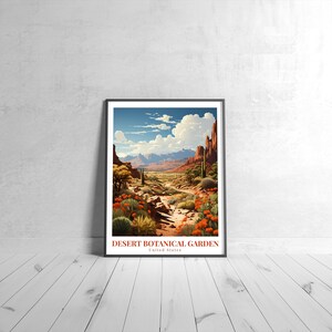 Desert Botanical Garden Vintage Travel Poster Retro USA Art Print Colorful Home Decor Travel Wall Art Unique Travel Gift