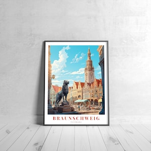 Braunschweig Vintage Travel Poster Retro Germany Art Print Colorful Home Decor Travel Wall Art Unique Travel Gift