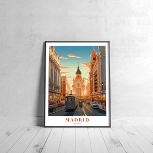 Madrid Vintage Travel Poster Retro Spain Art Print Colorful Home Decor Travel Wall Art Unique Travel Gift