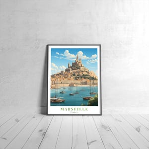 Marseille Vintage Travel Poster Retro France Art Print Colorful Home Decor Travel Wall Art Unique Travel Gift