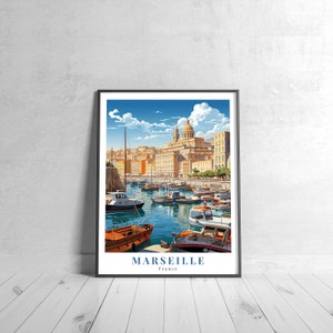 Marseille Vintage Travel Poster Retro France Art Print Colorful Home Decor Travel Wall Art Unique Travel Gift