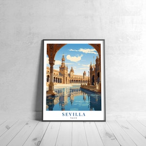 Sevilla Vintage Travel Poster Retro Spain Art Print Colorful Home Decor Travel Wall Art Unique Travel Gift