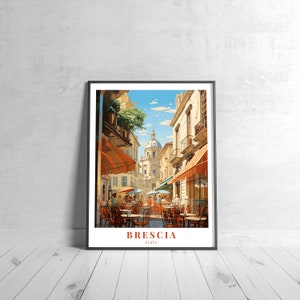 Brescia Vintage Travel Poster Retro Italia Arte Impresión Colorida Decoración del Hogar Viaje Pared Arte Regalo de Viaje Único