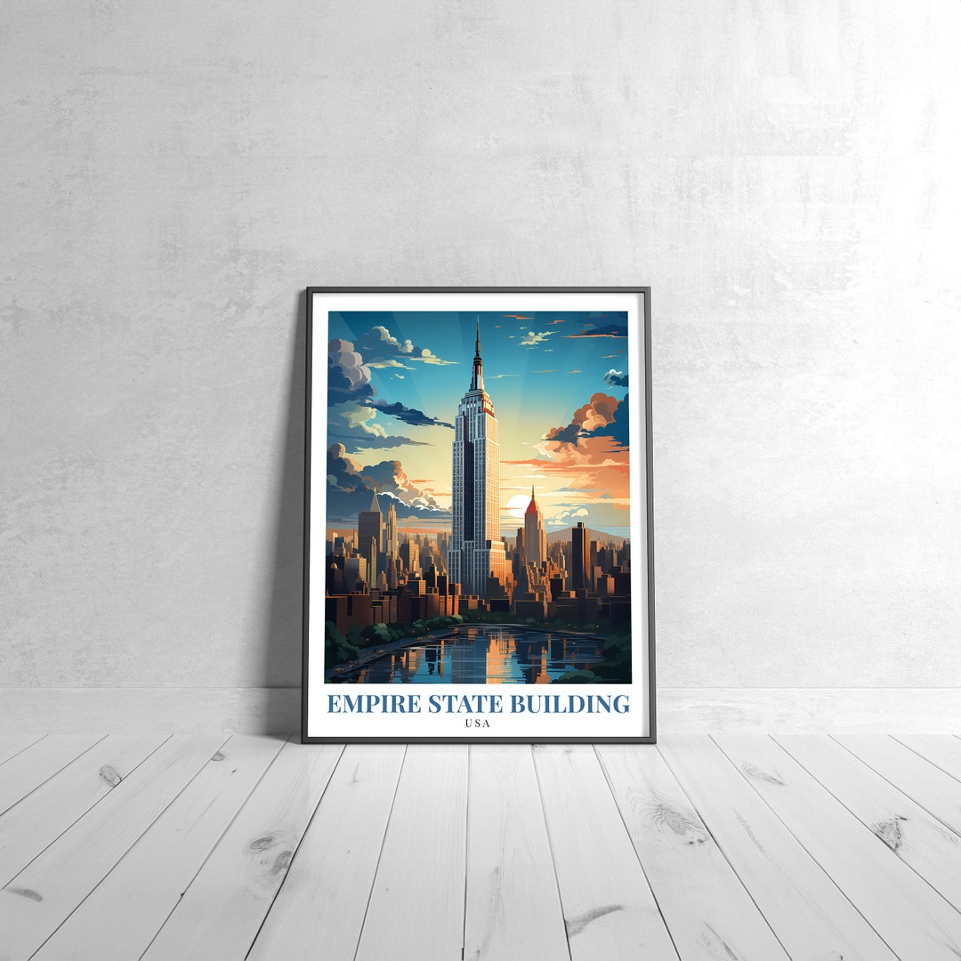 Empire State Building Vintage Travel Poster Retro USA Art Print ...