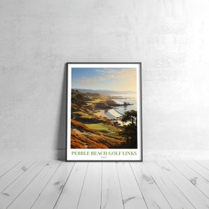 Pebble Beach Golf Links Vintage Travel Poster Retro USA Art Print Colorful Home Decor Travel Wall Art Regalo de viaje único