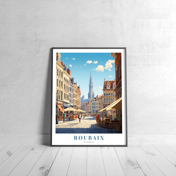 Roubaix Vintage Travel Poster Retro France Art Print Colorful Home Decor Inspirational Wall Art Unique Travel Gift