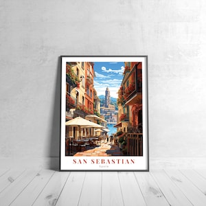 San Sebastian Vintage Travel Poster Retro Spain Art Print Colorful Home Decor Travel Wall Art Unique Travel Gift