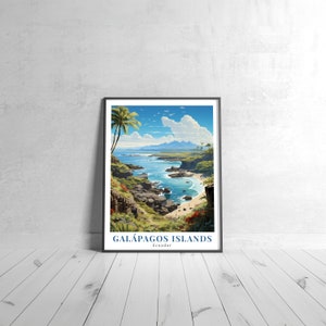 Galapagos Islands Vintage Travel Poster Retro Ecuador Art Print Colorful Home Decor Travel Wall Art Unique Travel Gift