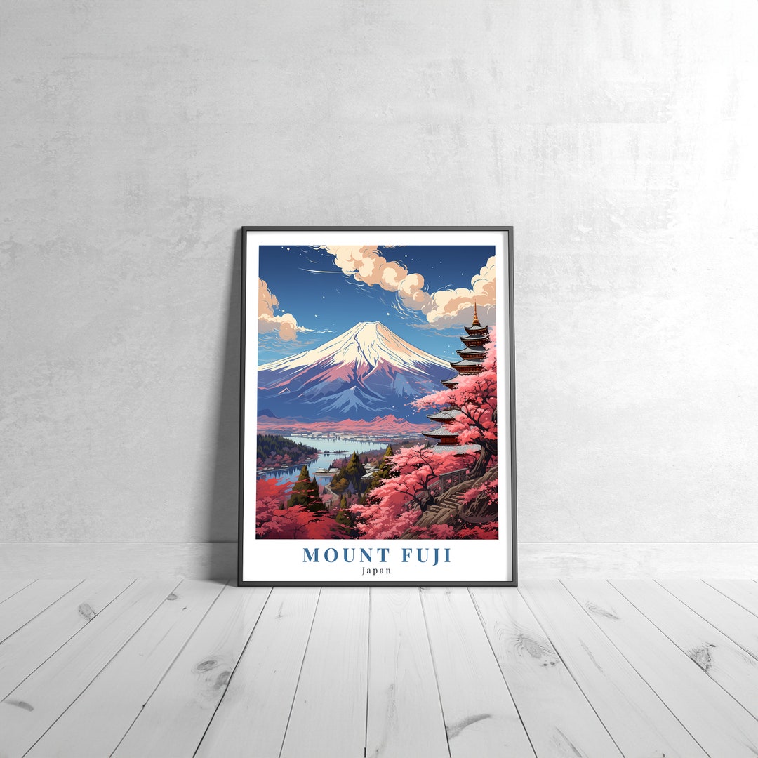 Mount Fuji Vintage Travel Poster Retro Japan Art Print Colorful Home ...