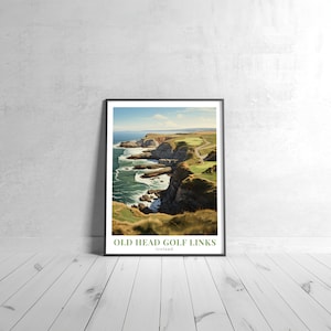 Old Head Golf Links Vintage Travel Poster Retro Irlanda Arte Impresión Colorida Decoración del Hogar Viaje Arte de la pared Regalo de viaje único