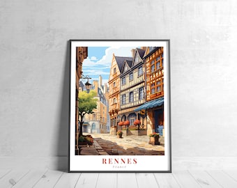 Rennes Vintage Travel Poster Retro France- Travel Poster - Vintage Style Art Prints for Wall Decor