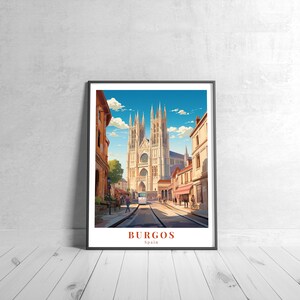Burgos Vintage Travel Poster Retro Spain Art Print Colorful Home Decor Travel Wall Art Unique Travel Gift