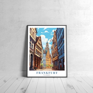 Frankfurt Vintage Travel Poster Retro Germany Art Print Colorful Home Decor Travel Wall Art Unique Travel Gift