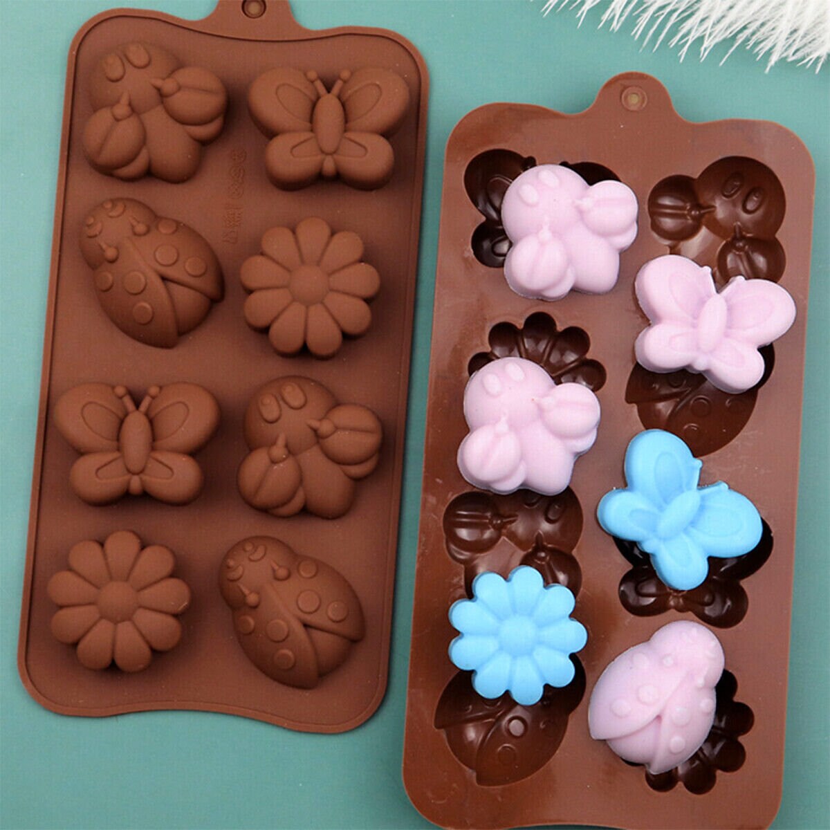 Set of 3 Flexible Shaped Ice Cube Trays. Sun, Star, Flower, Tree and  Sealife. Fun Party Combo Silicone