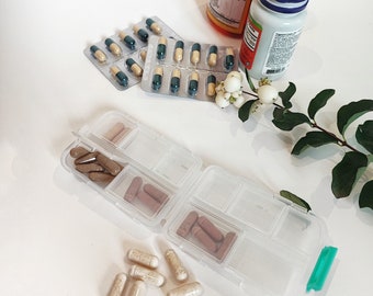 Portapillole in plastica con scomparti separati, Portapillole da viaggio per medicinali, Portapillole con scomparti, Portapillole per medicinali in custodia singola