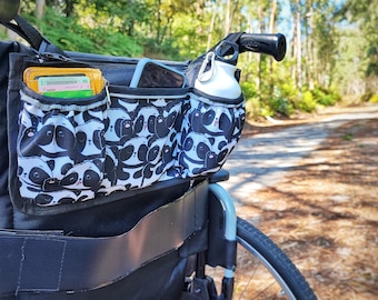 Rolstoelorganizer met telefoonhouder voor rolstoel, Waterdichte rollator, het beste cadeau voor oma, Rollatoraccessoires met panda's
