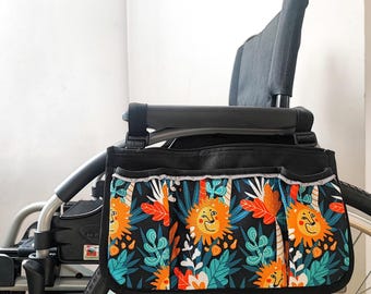 Rolstoelorganizer met telefoonhouder voor rolstoel, Waterdichte rollator, het beste cadeau voor oma, Rollatoraccessoires met leeuwenmotief