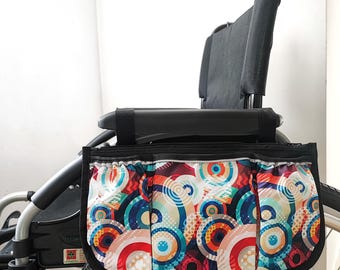 Trotstas rolstoelhandicap met bekerhouder rolstoel, waterdichte rollatortas met ritssluiting, veelkleurige rolstoelaccessoires