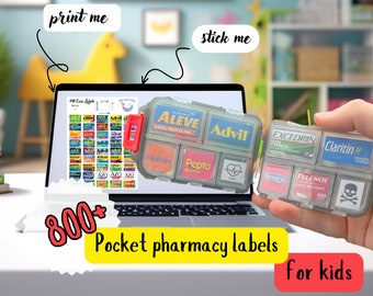 Children Printable Pharmacy Labels to personalize your kids pill box, Labels for pediatric medications in 3 sizes + baby vitamin labels